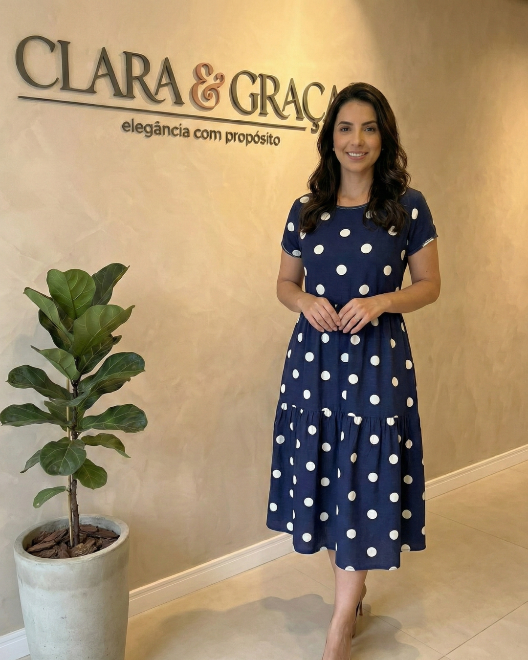 Vestido Midi Azul Marinho Manga Japonesa