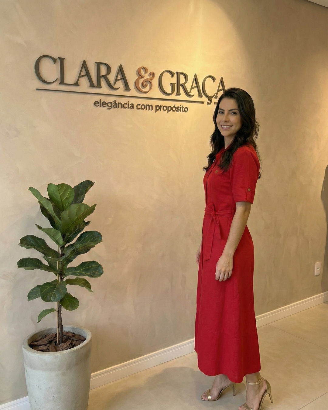 Vestido Chemise Midi Vermelho