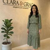 Conjunto Longo Verde Estampado Floral