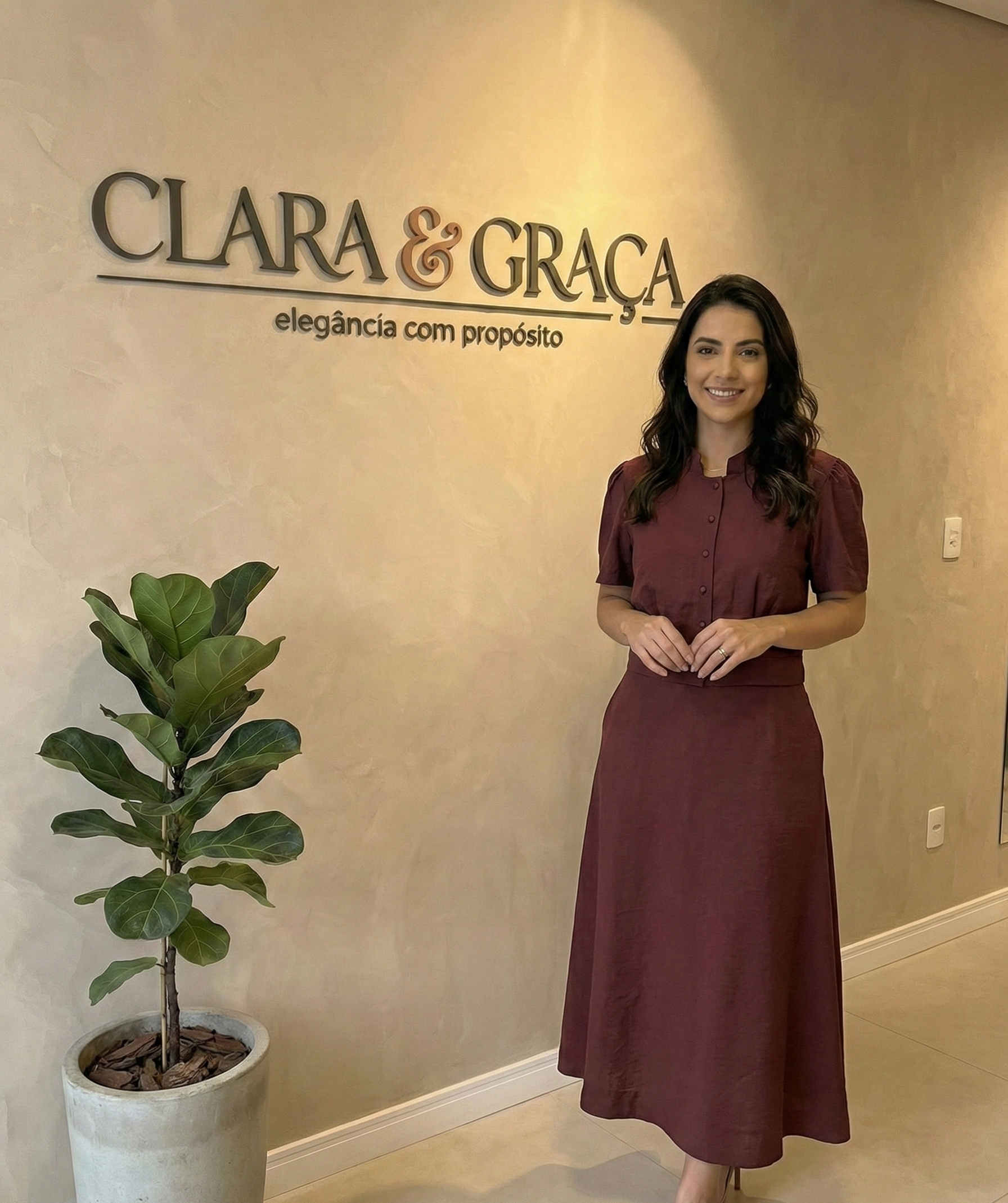 Conjunto Midi Terracota Alfaiataria Blusa e Saia