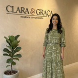 Conjunto Longo Verde Estampa Geométrica com Babados